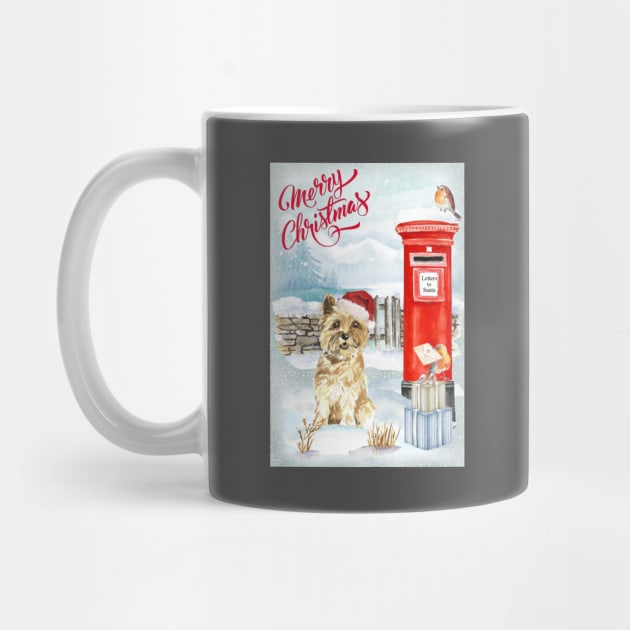 Cute Cairn Terrier Merry Christmas Santa Dog by Puppy Eyes